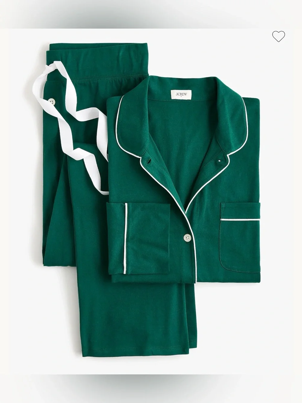 J.Crew petite long sleeve pajama set in dark green